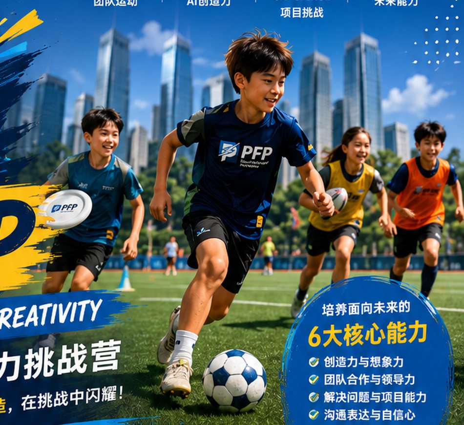 PFP Future Camp students playing team sports on a field in Shenzhen